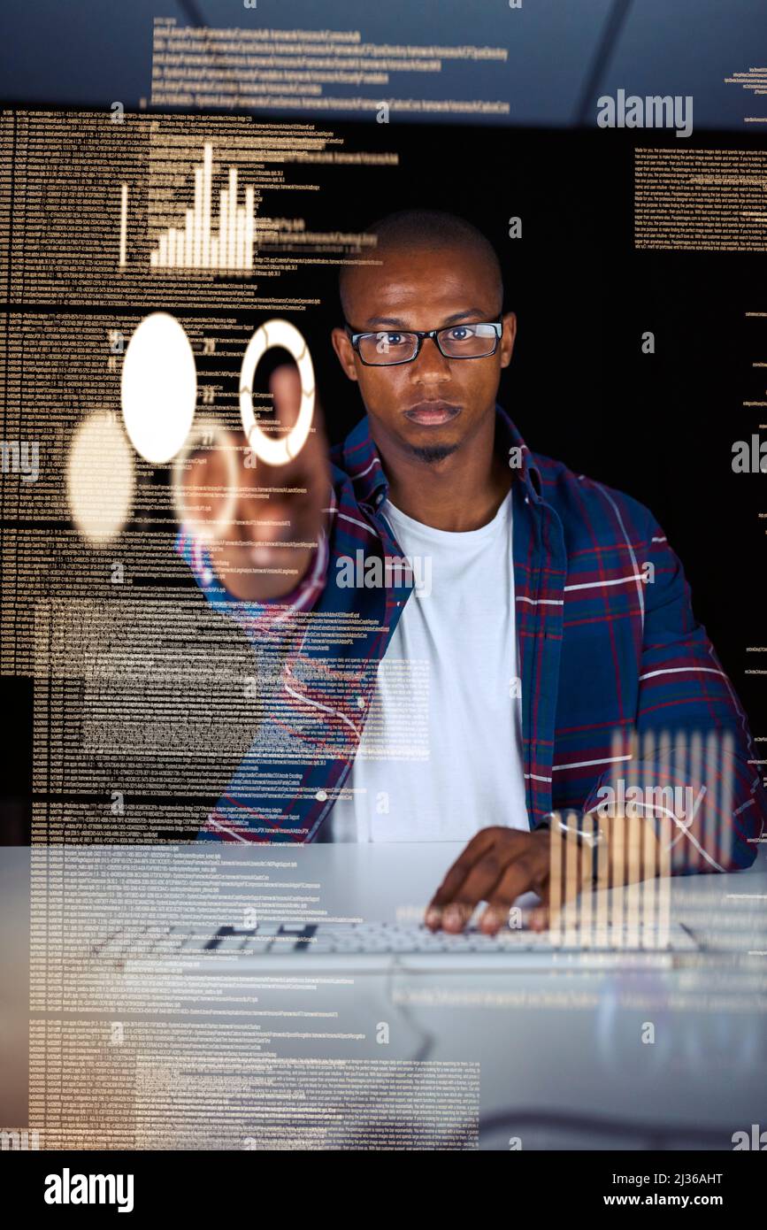 Hes an expert encoder. Cropped shot of a young male programmer working ...