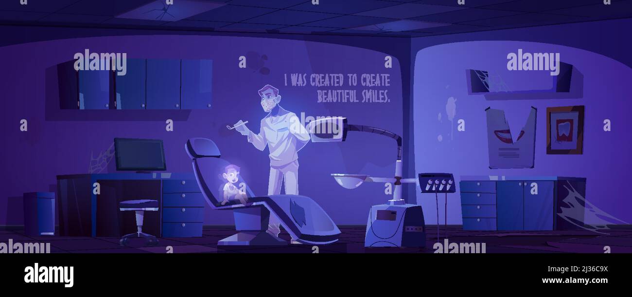 Abandoned dentist office with creepy doctor and kid ghosts at night ...