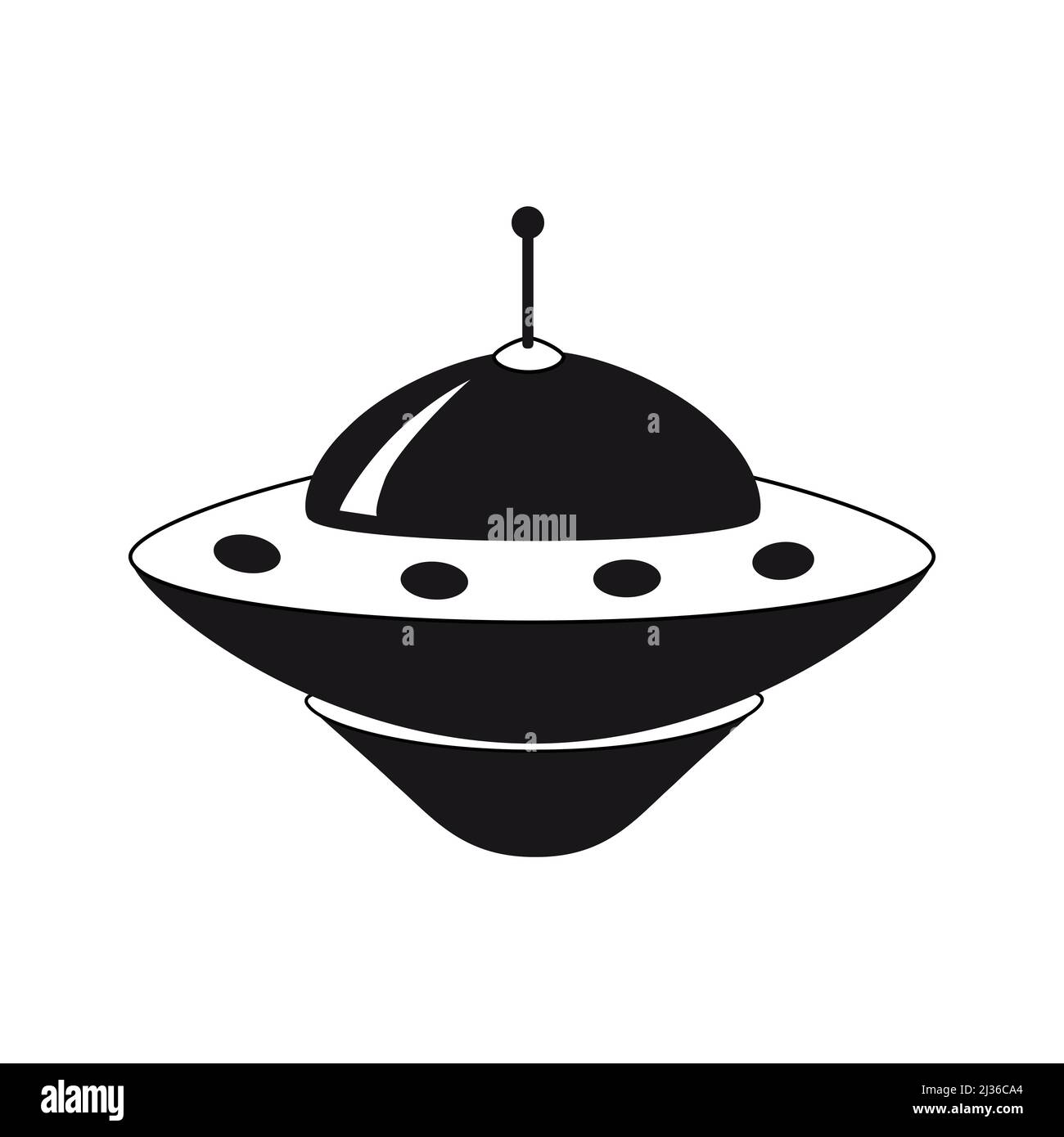 UFO icon, spacecraft of alien. Vector flat black color style Stock Vector