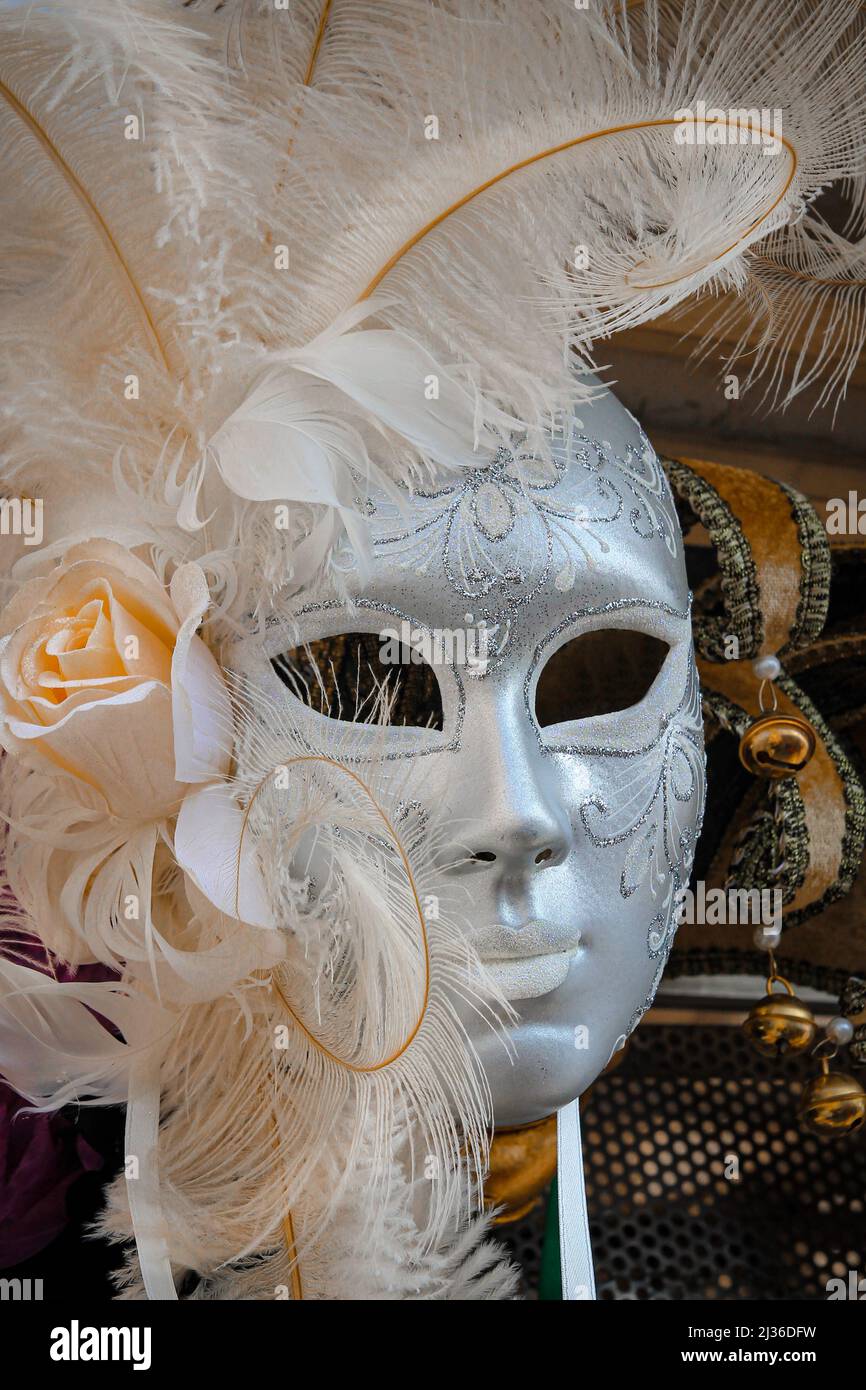 Bright venetian carnival masks, italy, masquerade in venice Stock Photo