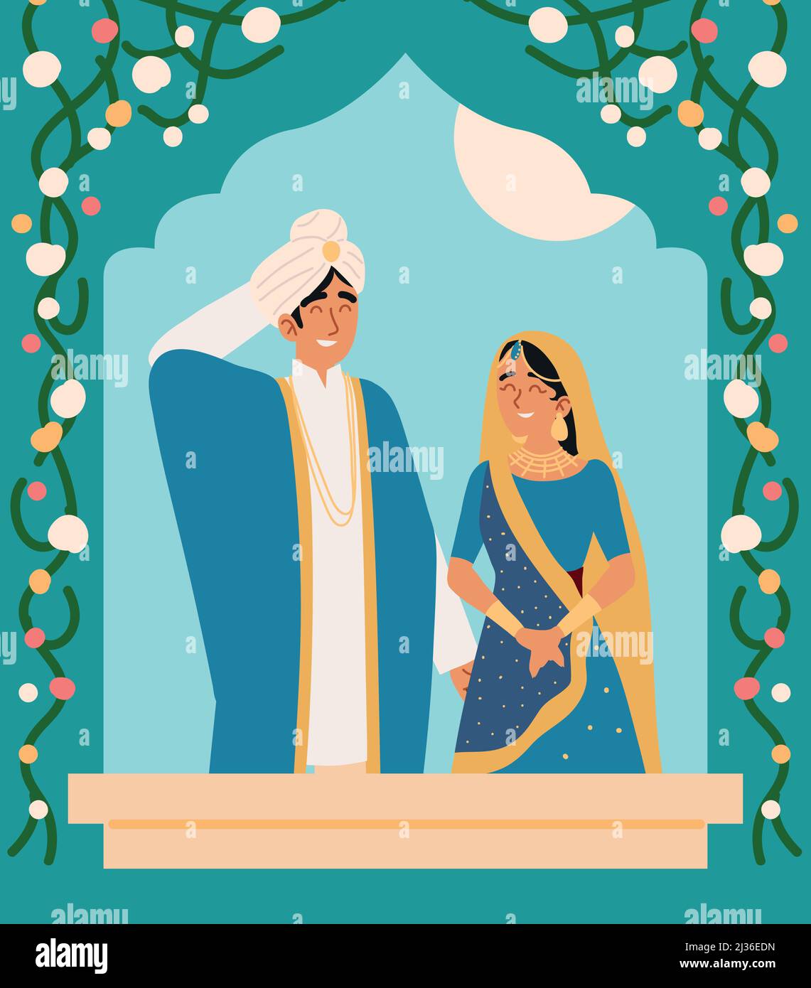 hindu wedding couple Stock Vector Image & Art - Alamy
