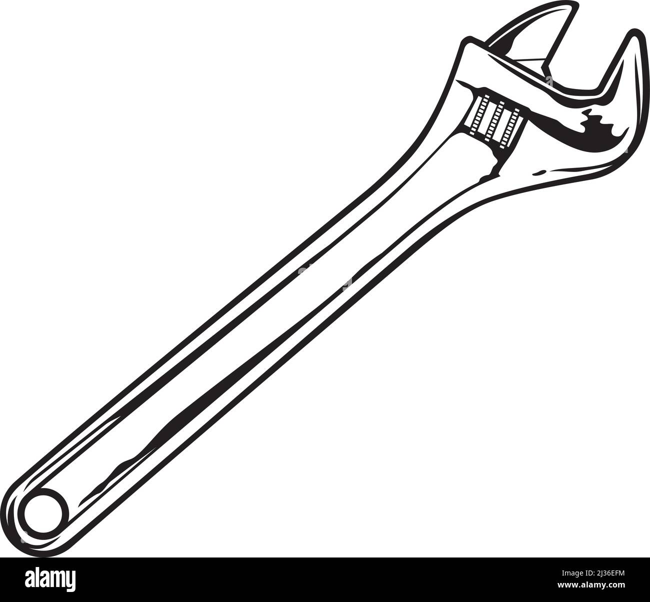 Adjustable wrench or spanner black and white. Vector illustration Stock  Vector Image & Art - Alamy