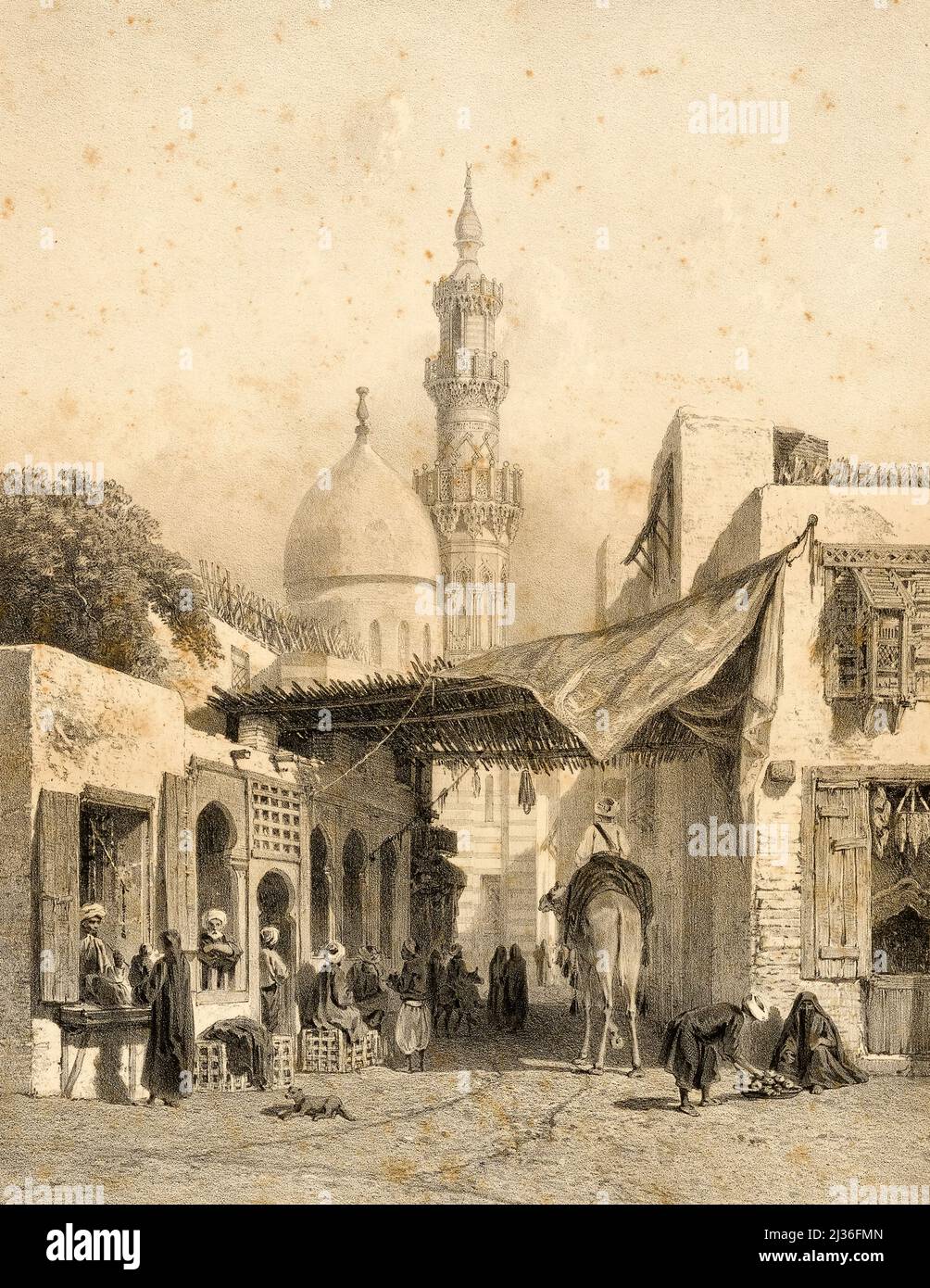 Egypt Mosquee d'Aboulala a Boulaq lithograph By Eugene Ciceri XIX century Stock Photo