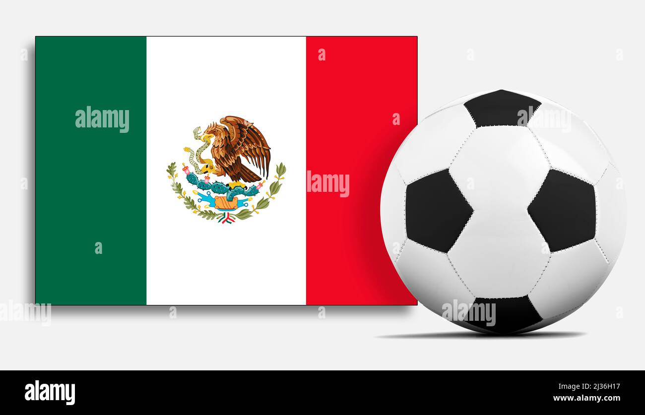 Blank Soccer ball with Mexico national team flag. Stock Photo