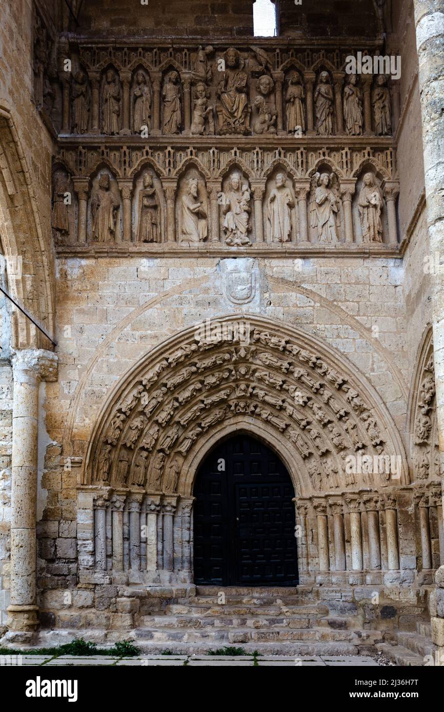 The Romanesque church Santa Maria la Blanca of Villalcazar de Sirga in Palencia. Spain. Stock Photo