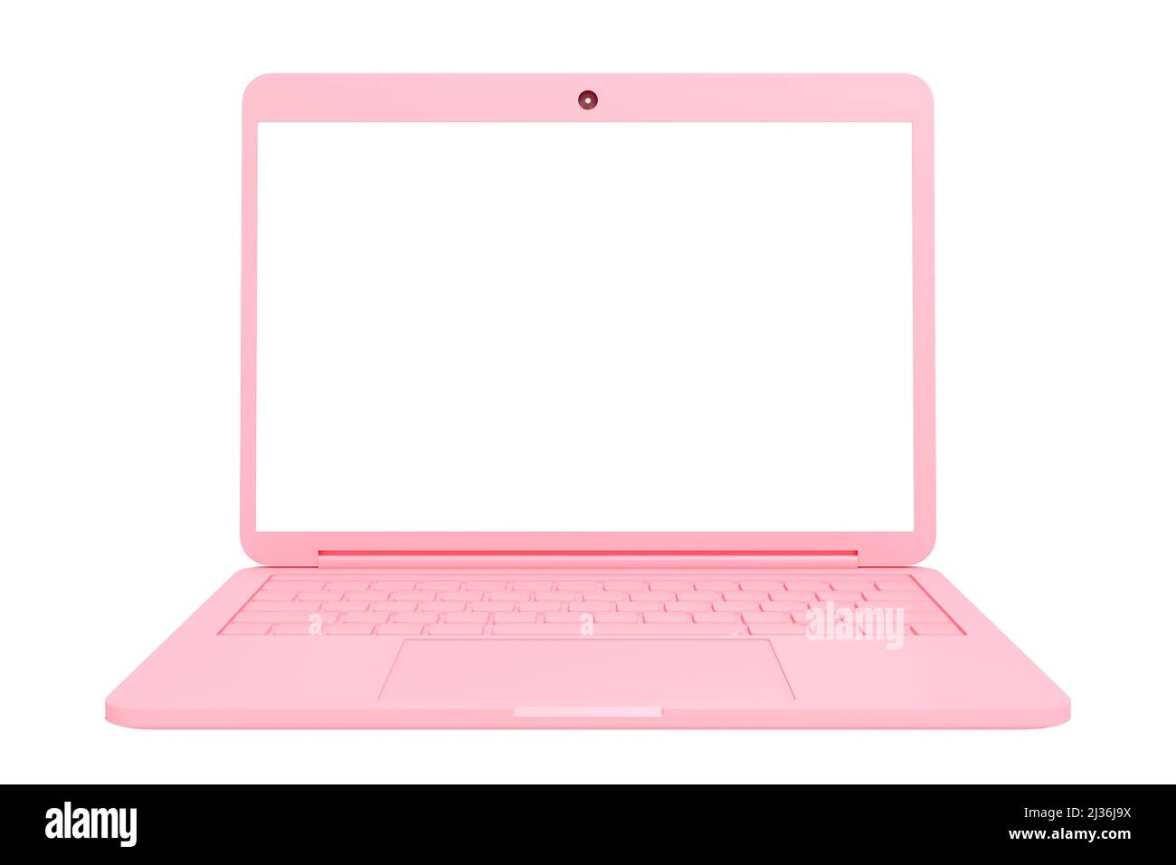 Pink laptop with white screen on white background. 3D render Stock Photo -  Alamy
