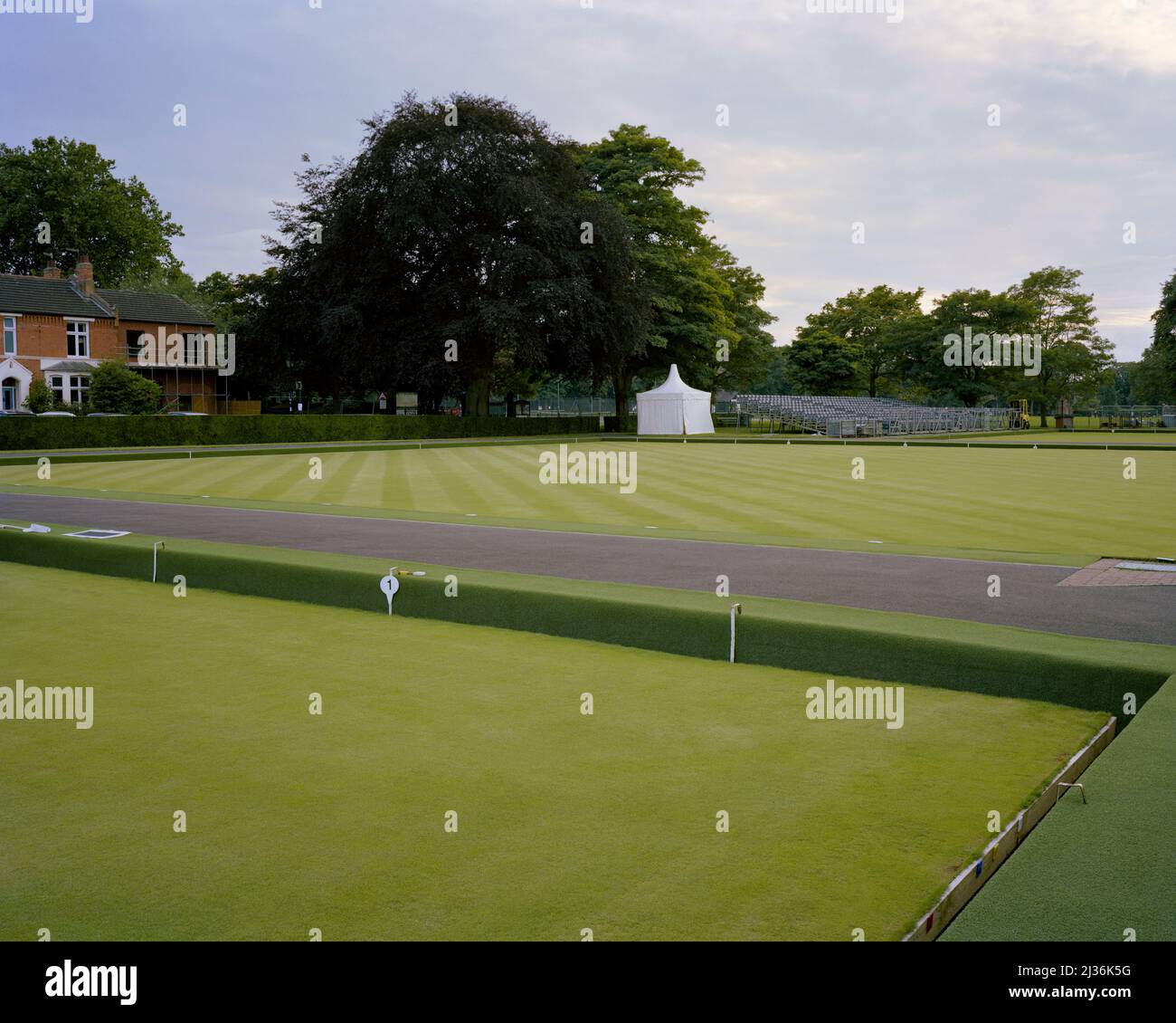 Home of English Lawn bowls, Victoria Park, Leamington Spa, England Stock Photo