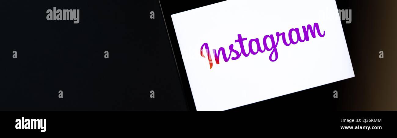 Instagram editorial banner. Illustrative banner for news about Instagram - photo and video sharing social networking service Stock Photo