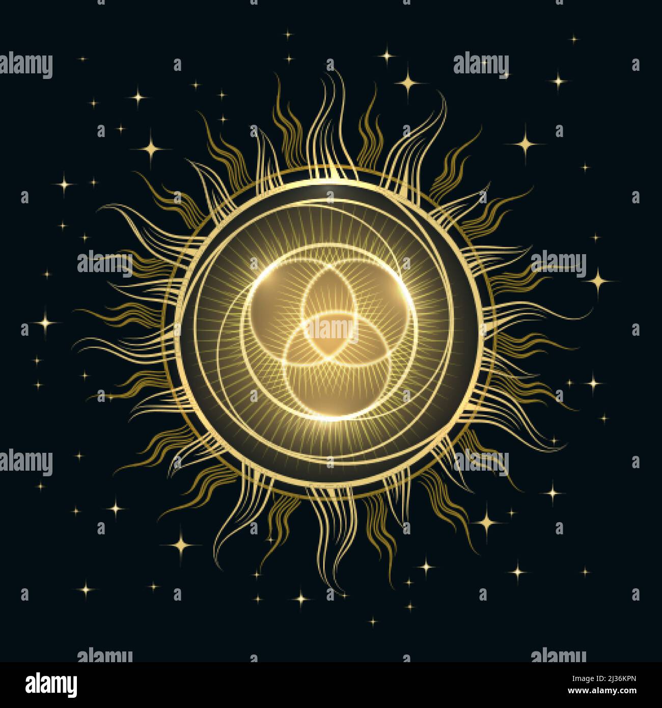 Esoteric symbol of Sun in the Sky isolated on white. Vector illustration. Stock Vector