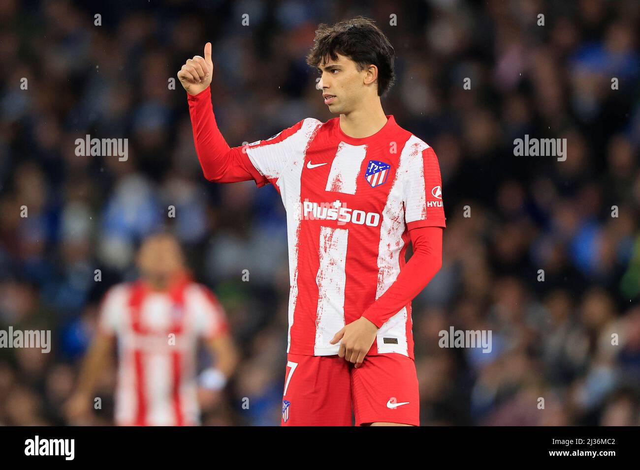 Joao Felix #7 of Athletico Madrid gives a thumbs up Stock Photo