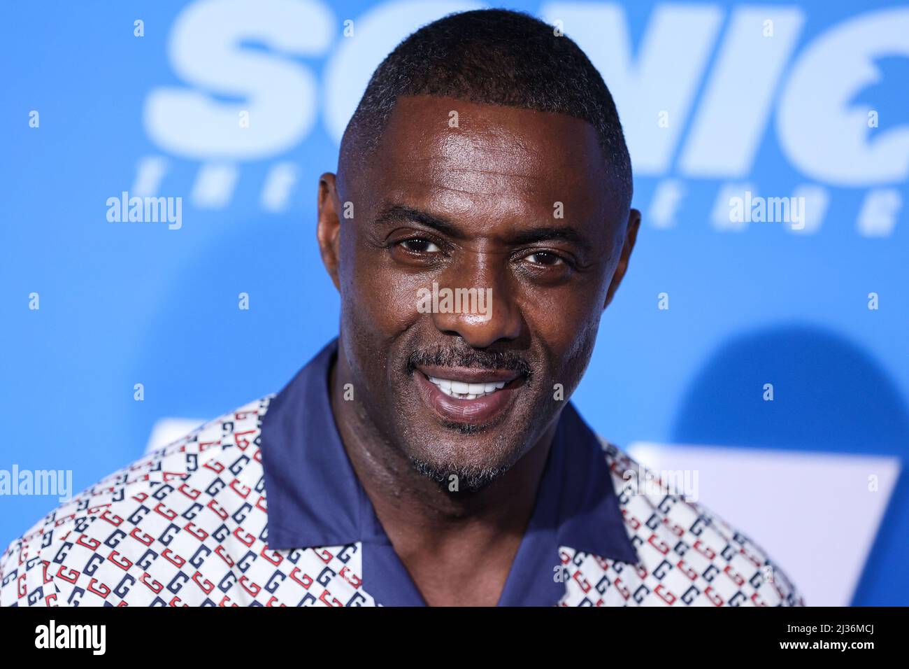 Westwood, United States. 05th Apr, 2022. WESTWOOD, LOS ANGELES, CALIFORNIA, USA - APRIL 05: English-Sierra Leonean actor Idris Elba wearing Gucci arrives at the Los Angeles Premiere Screening Of 'Sonic The Hedgehog 2' held at the Regency Village Theatre on April 5, 2022 in Westwood, Los Angeles, California, United States. (Photo by Xavier Collin/Image Press Agency) Credit: Image Press Agency/Alamy Live News Stock Photo