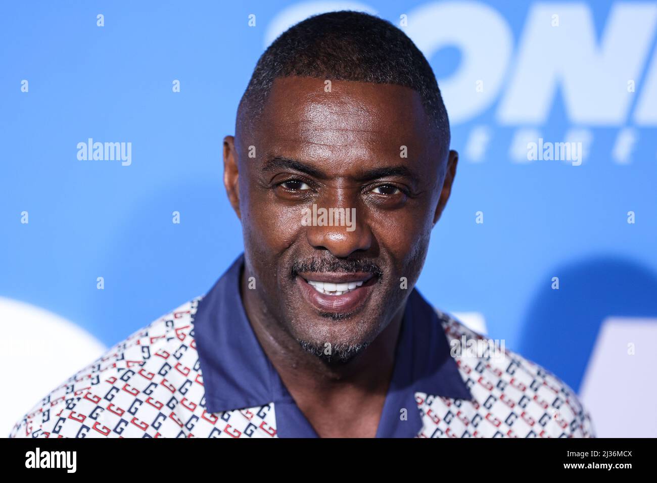 Westwood, United States. 05th Apr, 2022. WESTWOOD, LOS ANGELES, CALIFORNIA, USA - APRIL 05: English-Sierra Leonean actor Idris Elba wearing Gucci arrives at the Los Angeles Premiere Screening Of 'Sonic The Hedgehog 2' held at the Regency Village Theatre on April 5, 2022 in Westwood, Los Angeles, California, United States. (Photo by Xavier Collin/Image Press Agency) Credit: Image Press Agency/Alamy Live News Stock Photo
