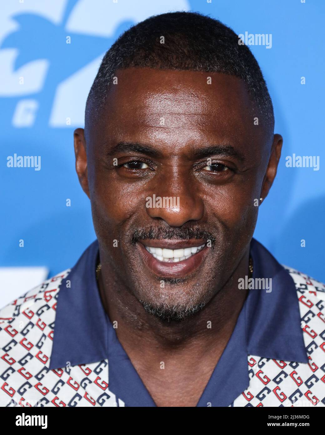Westwood, United States. 05th Apr, 2022. WESTWOOD, LOS ANGELES, CALIFORNIA, USA - APRIL 05: English-Sierra Leonean actor Idris Elba wearing Gucci arrives at the Los Angeles Premiere Screening Of 'Sonic The Hedgehog 2' held at the Regency Village Theatre on April 5, 2022 in Westwood, Los Angeles, California, United States. (Photo by Xavier Collin/Image Press Agency) Credit: Image Press Agency/Alamy Live News Stock Photo