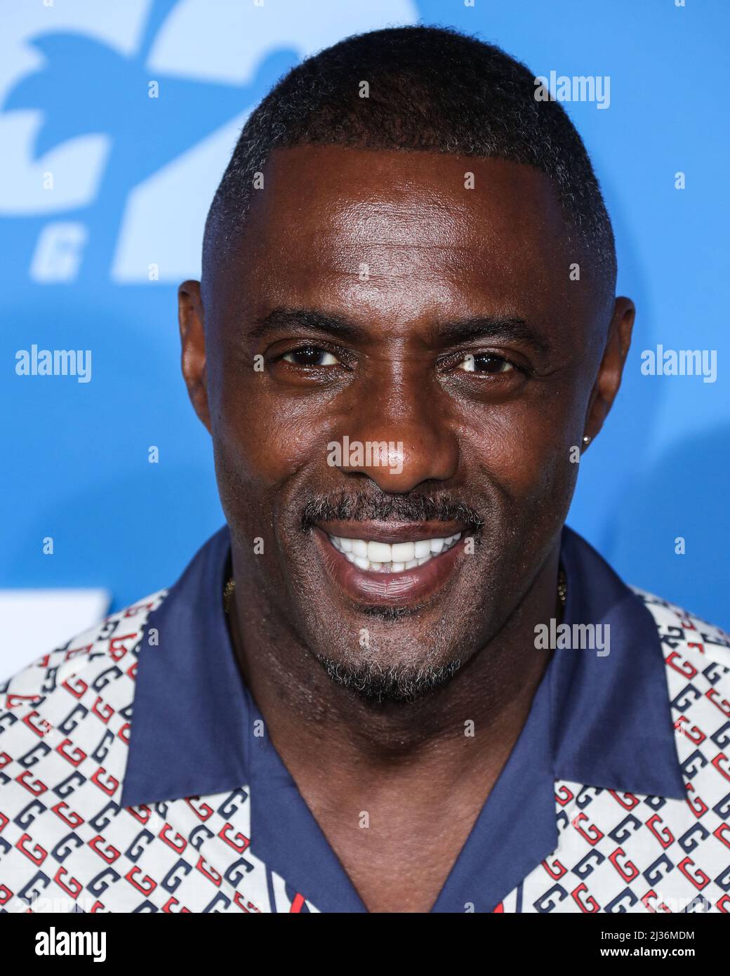 Westwood, United States. 05th Apr, 2022. WESTWOOD, LOS ANGELES, CALIFORNIA, USA - APRIL 05: English-Sierra Leonean actor Idris Elba wearing Gucci arrives at the Los Angeles Premiere Screening Of 'Sonic The Hedgehog 2' held at the Regency Village Theatre on April 5, 2022 in Westwood, Los Angeles, California, United States. (Photo by Xavier Collin/Image Press Agency) Credit: Image Press Agency/Alamy Live News Stock Photo