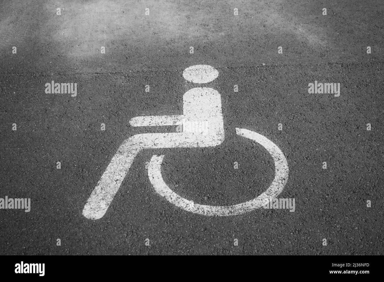 Disabled parking site on asphalt Stock Photo