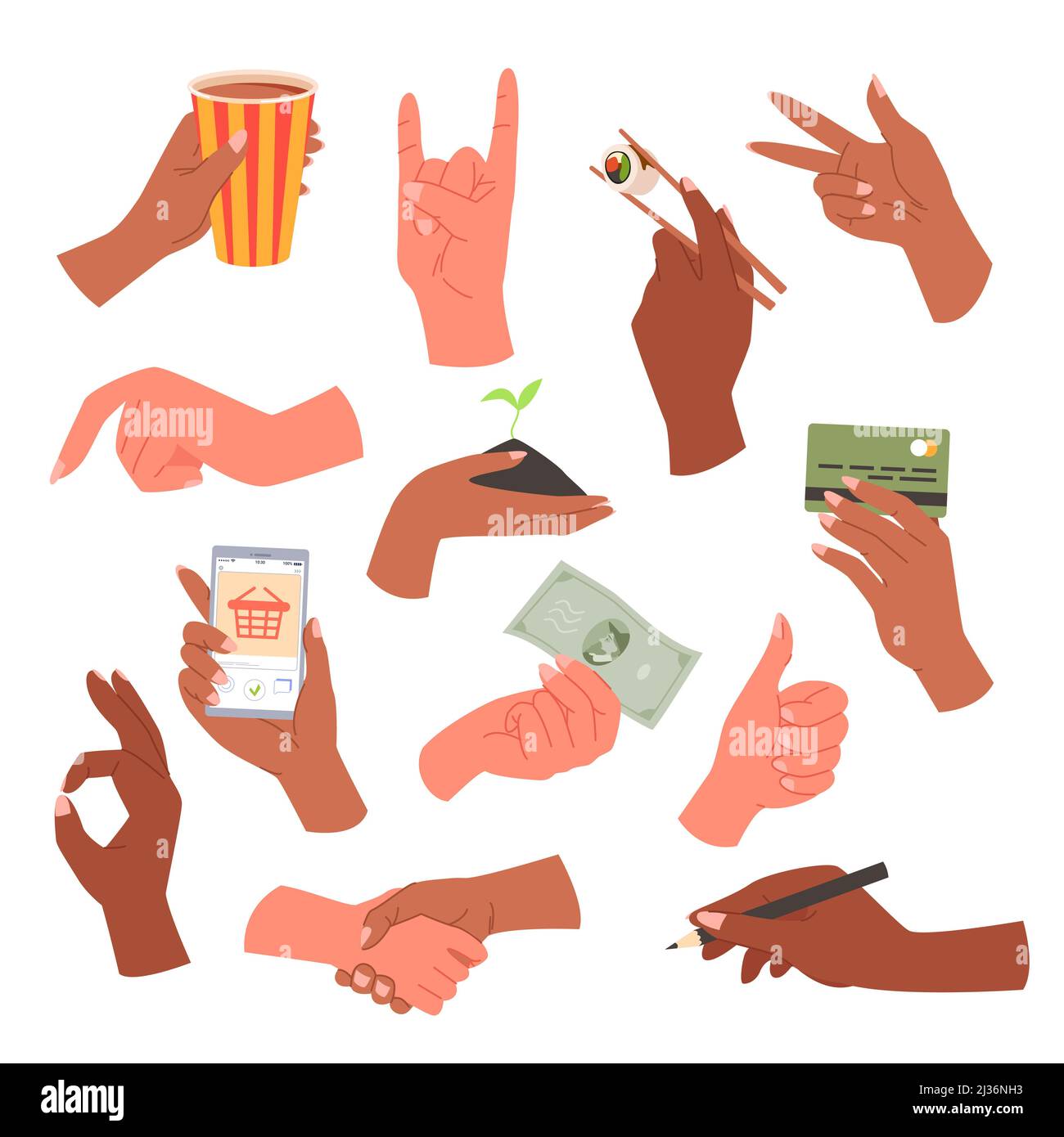 Thing Hand Vector Hands holding different things hi-res stock photography and images - Alamy
