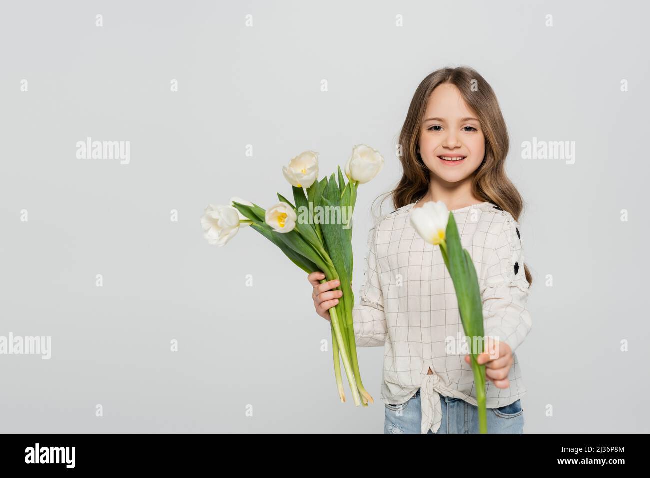 Front view happy caucasian girl hi-res stock photography and images - Alamy