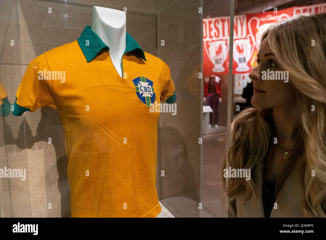 London, UK. 6 April 2022. "Pelé's shirt from the 1958 World Cup", Umbro