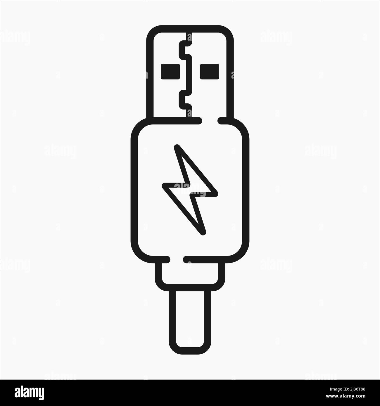 usb charger adapter line icon flat vector illustration Stock Vector