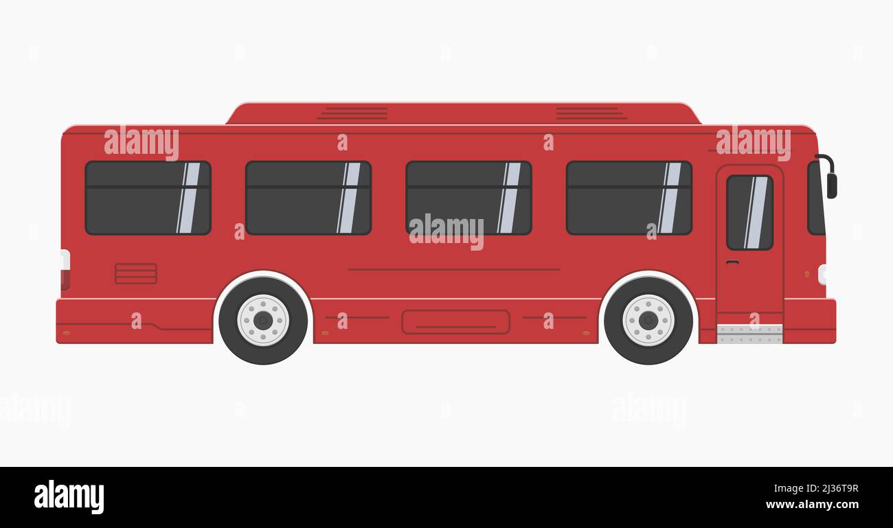 red city auto bus vector flat illustration Stock Vector