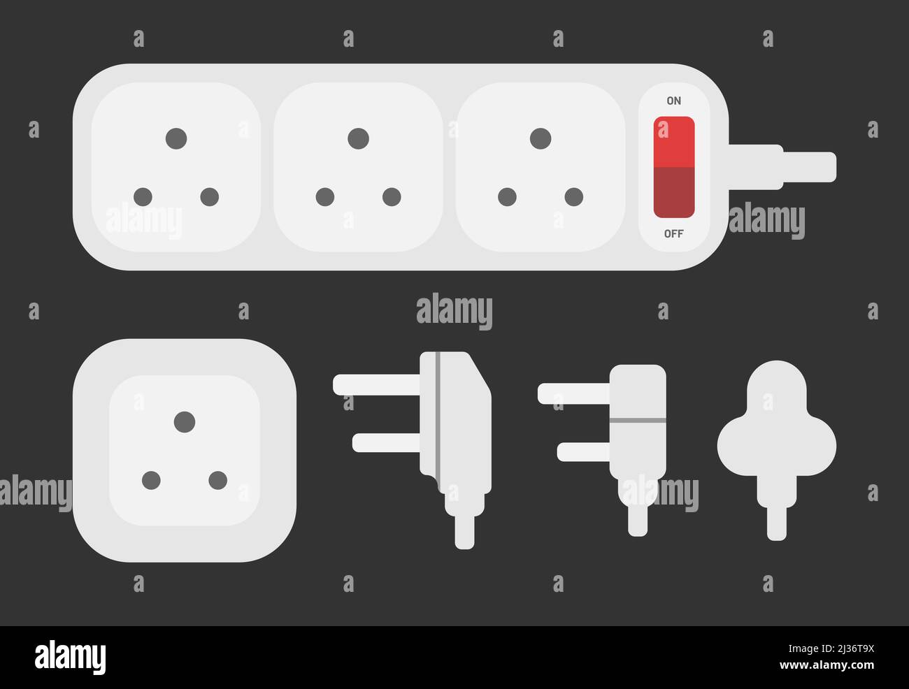 power outlet plug indian type d power strip extender vector flat illustration Stock Vector Image