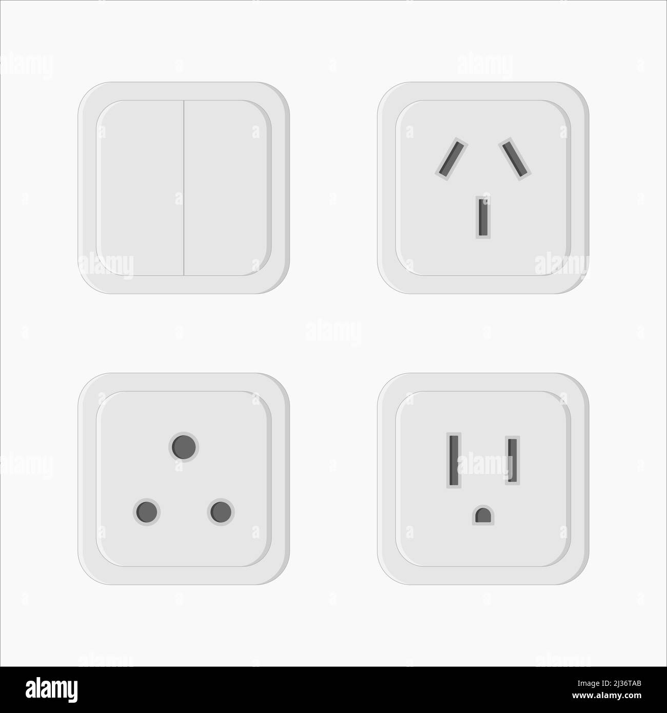 power outlet plug and light set switch vector flat illustration Stock Vector