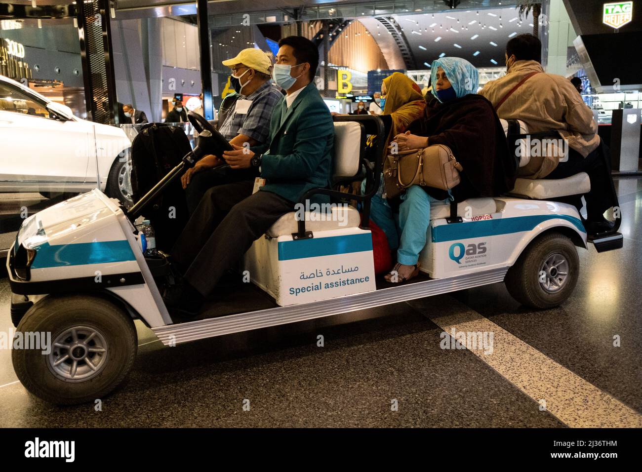 Qatar, Doha on 2021-11-14. Hamad International Airport in Doha, the capital of Qatar, during the end of the Covid-19 crisis, where travel is slowly re Stock Photo