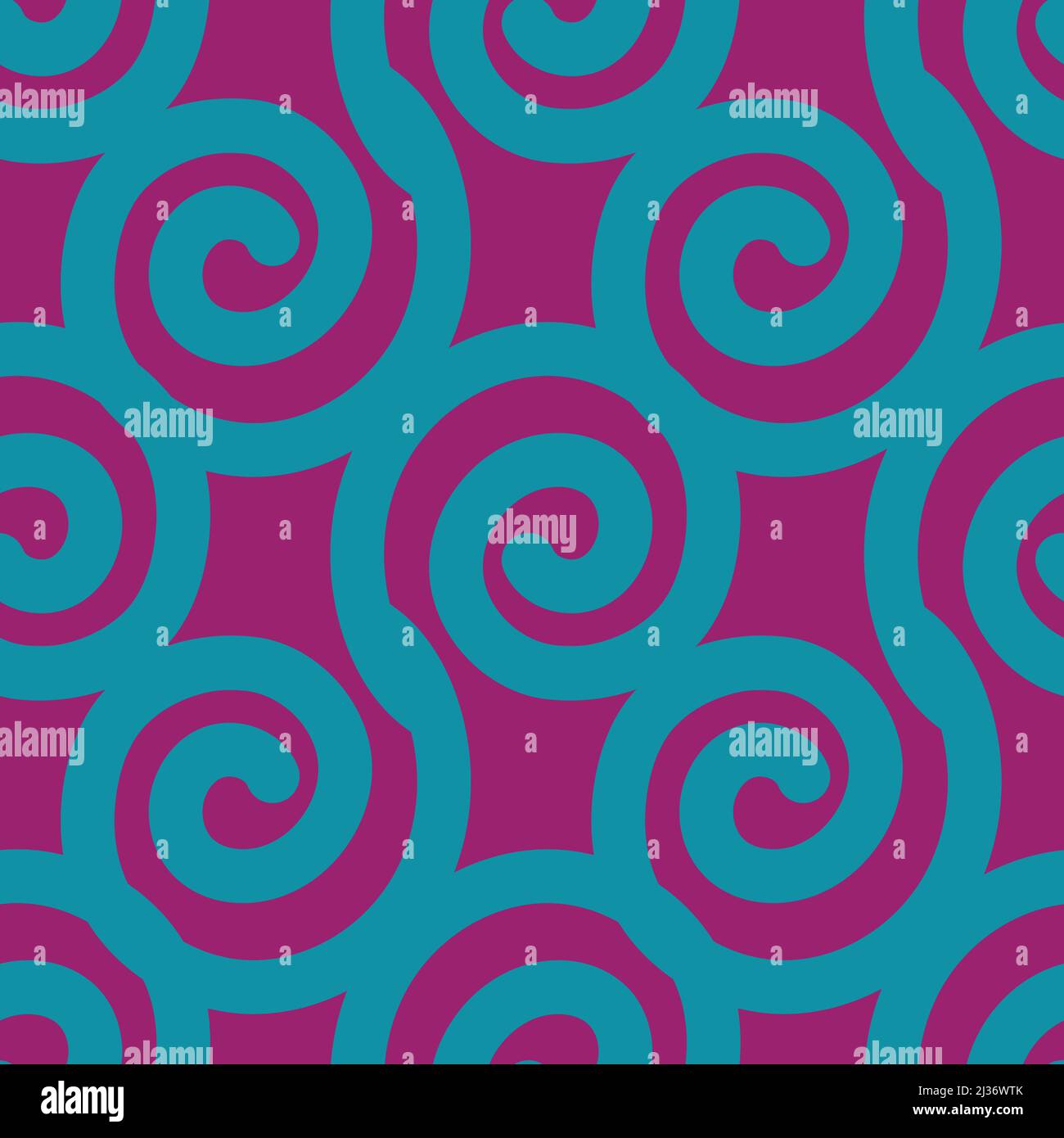 Green spirals seamless pattern on purple background. Stock Vector