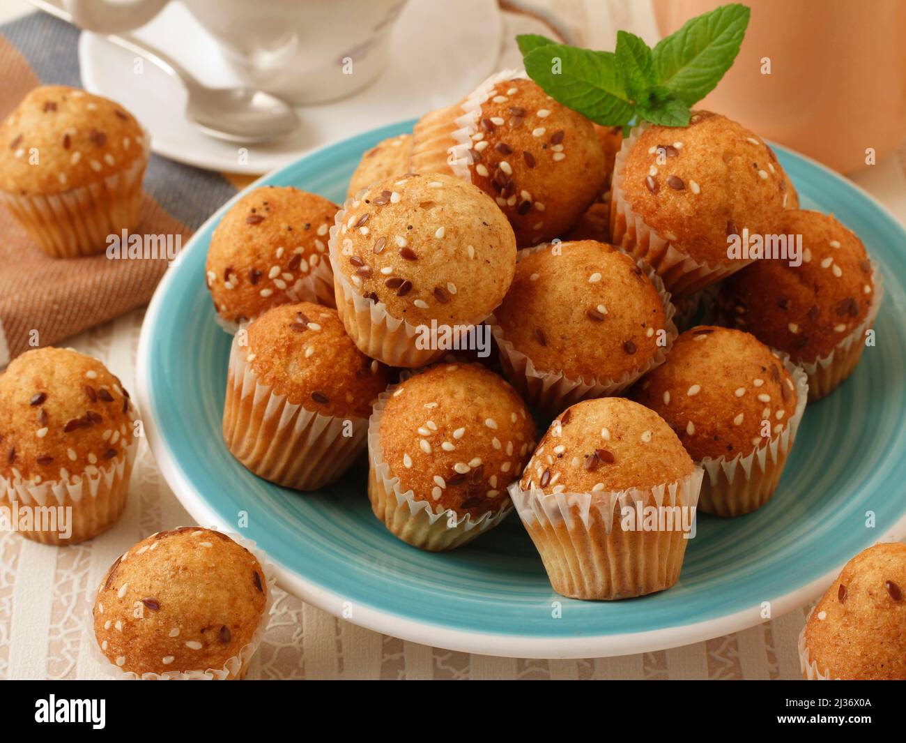 Mini cupcakes with seeds. Stock Photo