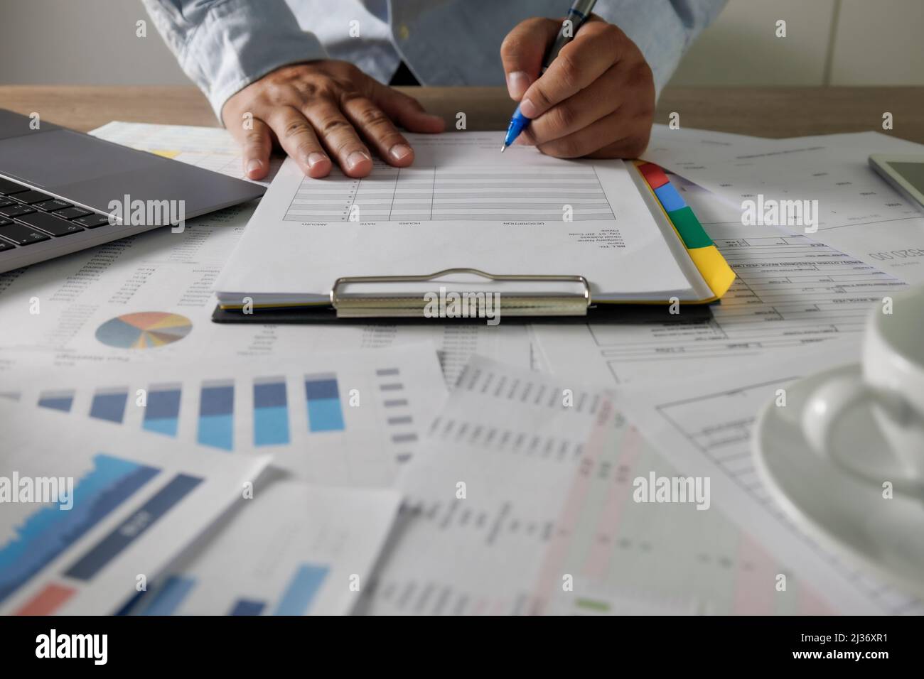 documentation database Businessman working signing contract working on ...