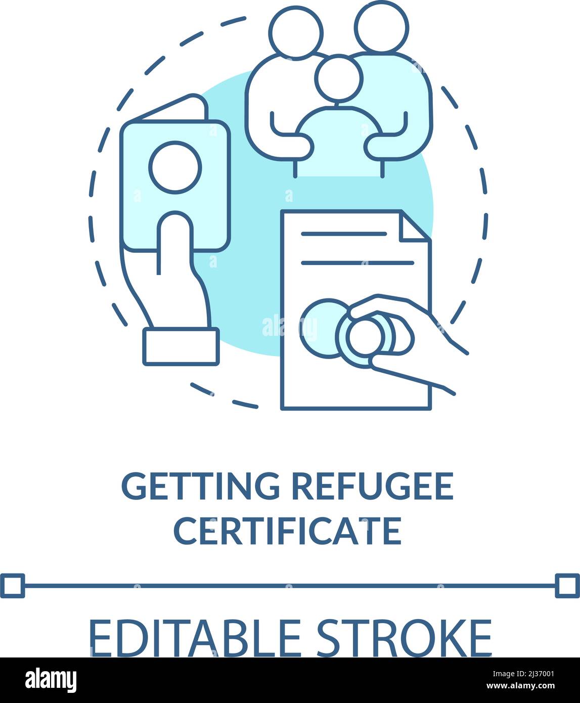 Getting refugee certificate turquoise concept icon Stock Vector Image ...