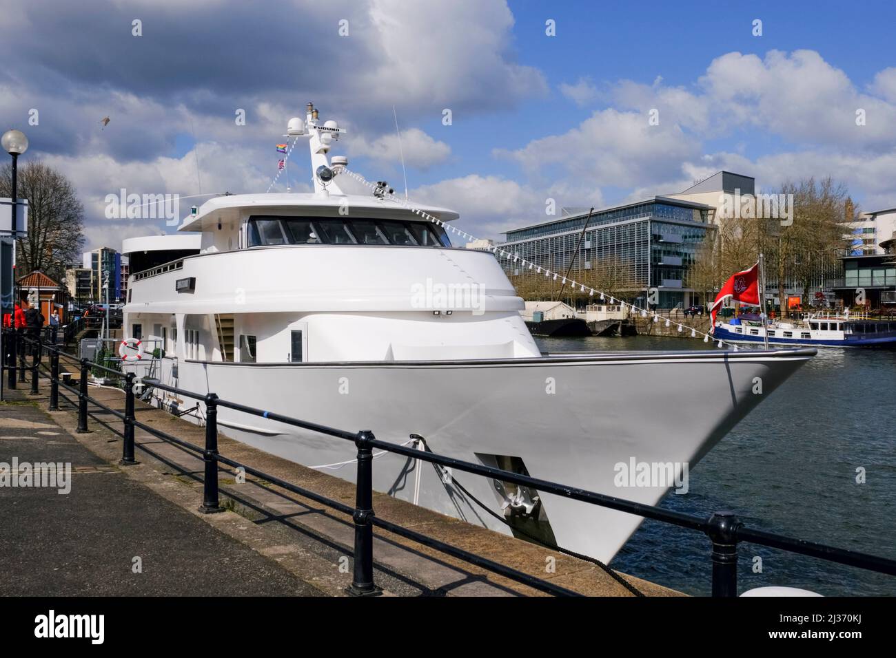 Around Bristol Harbourside Bristol UK  Miss Conduct, a very expensive yacht Stock Photo
