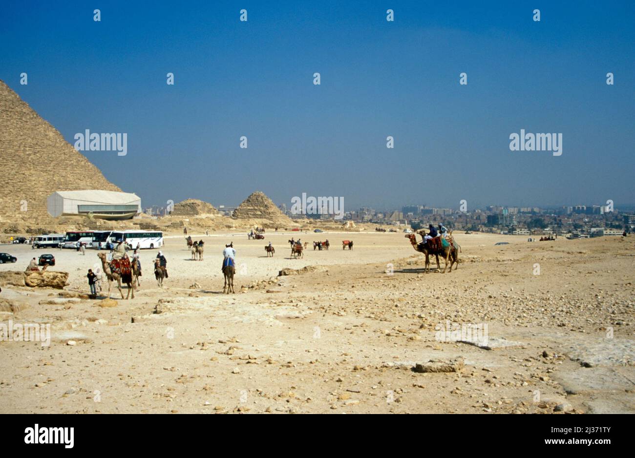 The Great Pyramid of Cheops and the Solar Boat Museum Giza Cairo Egypt Stock Photo