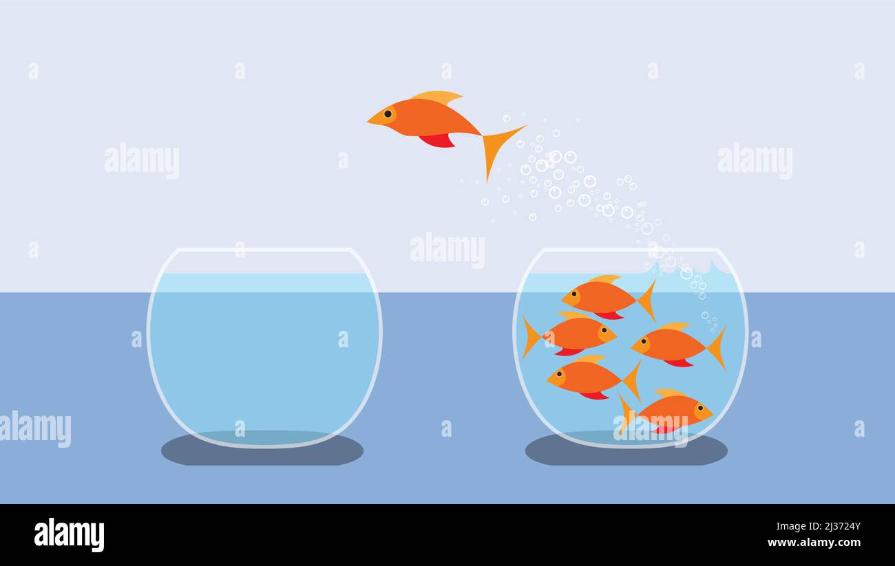 Goldfish jumping out of water. Vector flat design Stock Vector