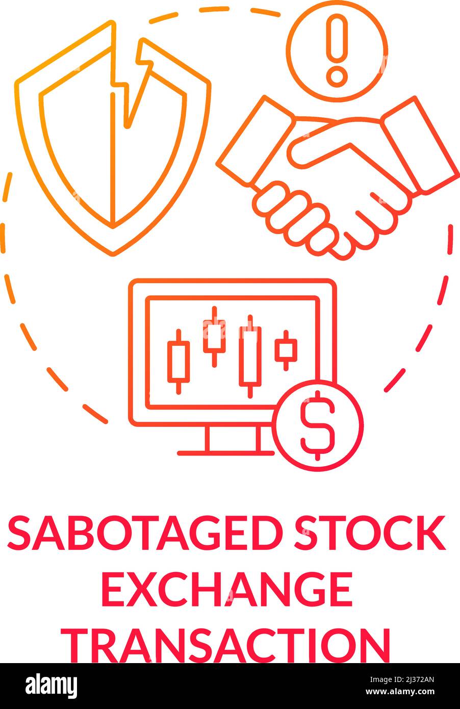 Sabotaged stock exchange transaction red gradient concept icon Stock Vector