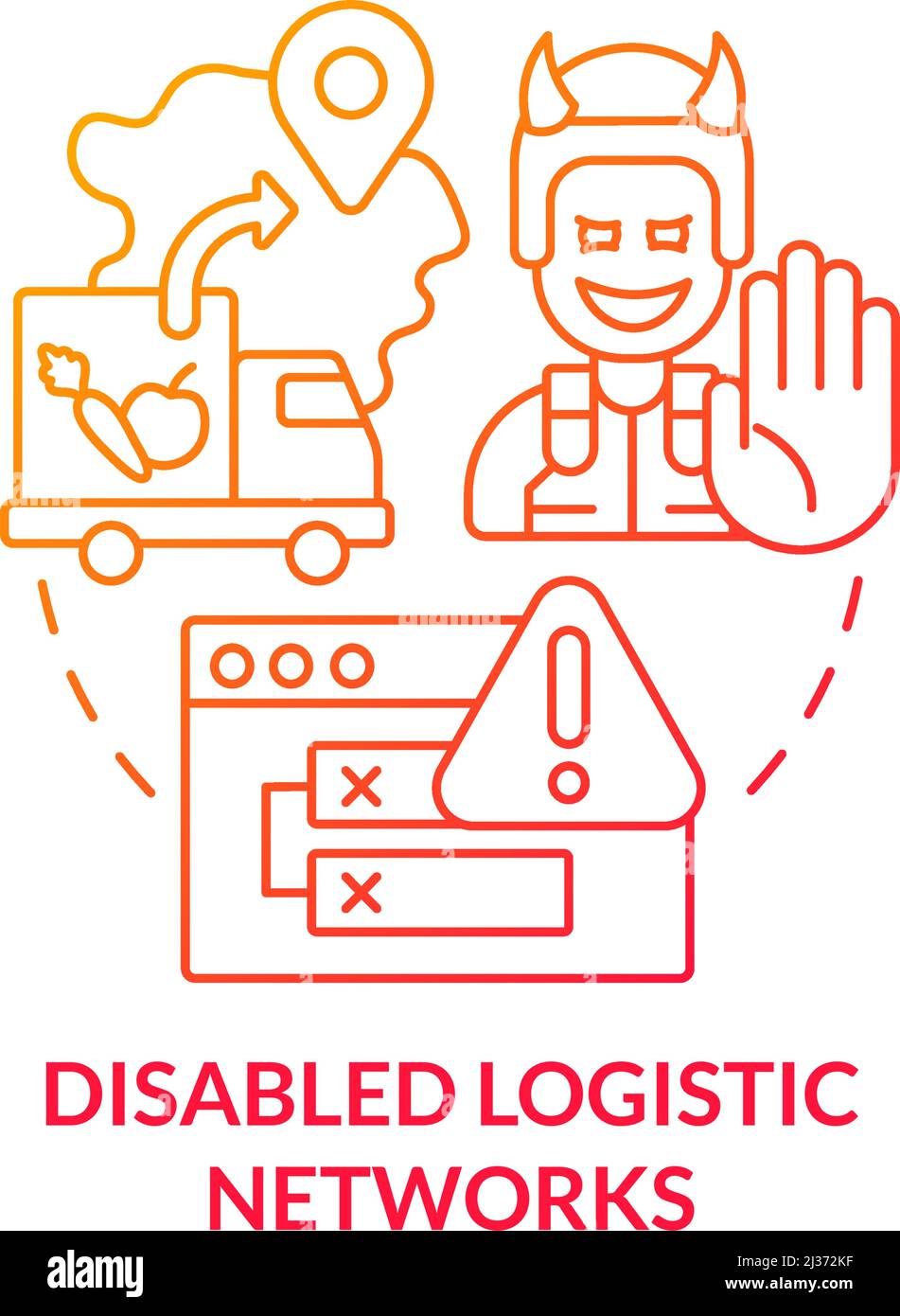 Disabled logistic networks red gradient concept icon Stock Vector Image