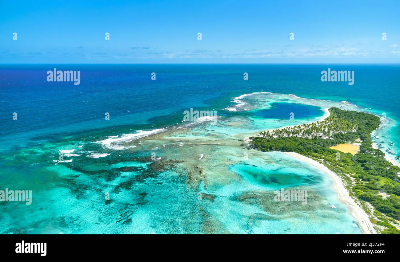 Caribbean island Paradisiacal - Cayo Sombrero - Morrocoy Venezuela. Aerial View. Stock Photo