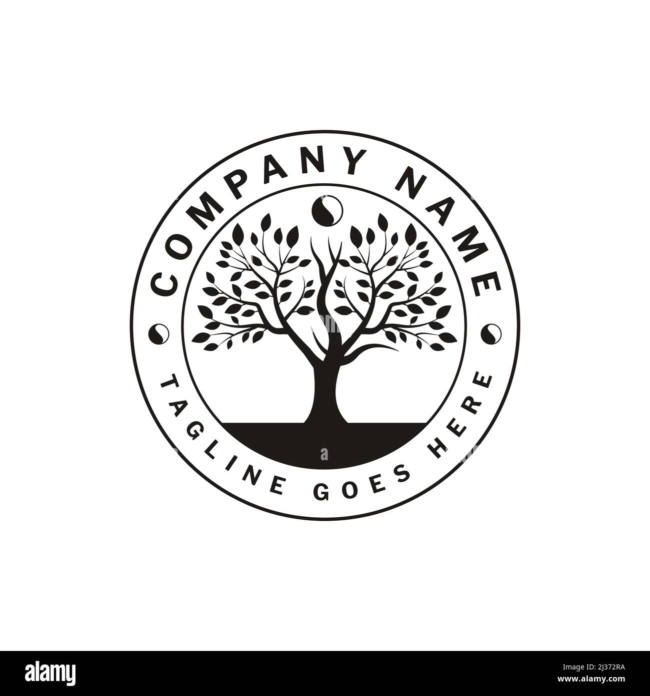 Family Tree of Life Stamp Seal Emblem.Vintage illustration of tree silhouette logo Stock Vector