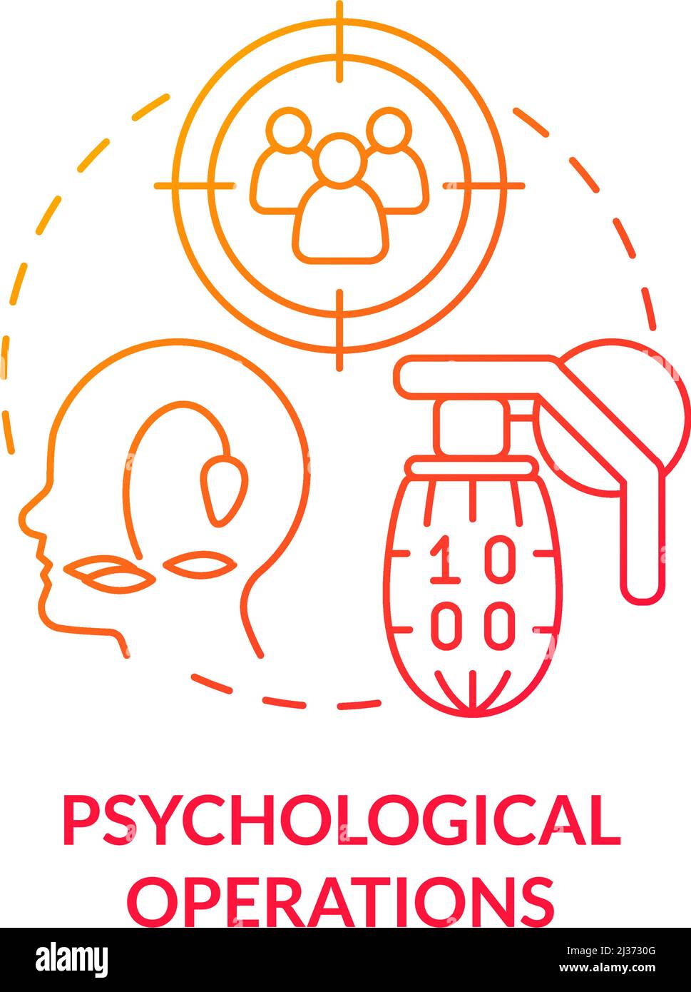 Psychological operations red gradient concept icon Stock Vector