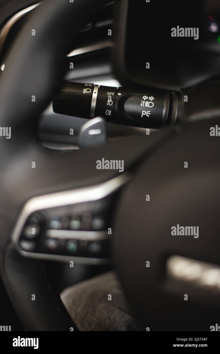 car steering wheel control buttons Stock Photo Alamy
