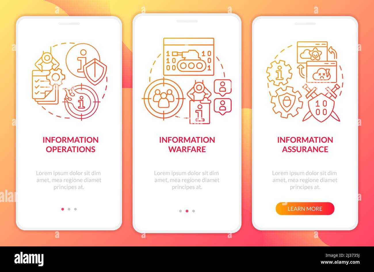 Basic definitions red gradient onboarding mobile app screen Stock ...