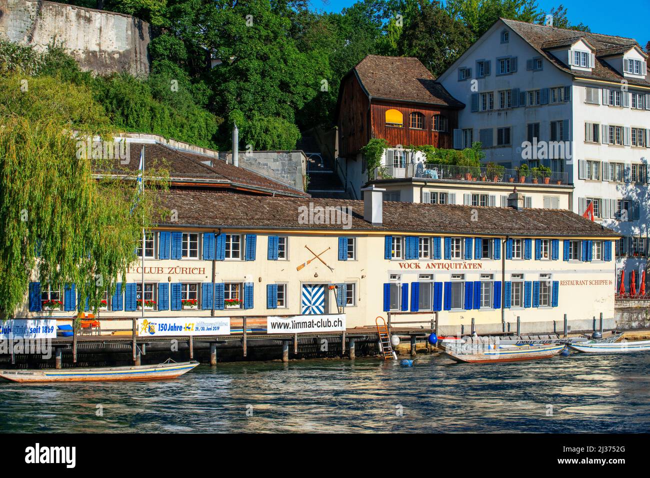 The Limmat Club, a traditional boating club in the historic district of Zurich, Canton of Zurich, Switzerland, Europe Stock Photo