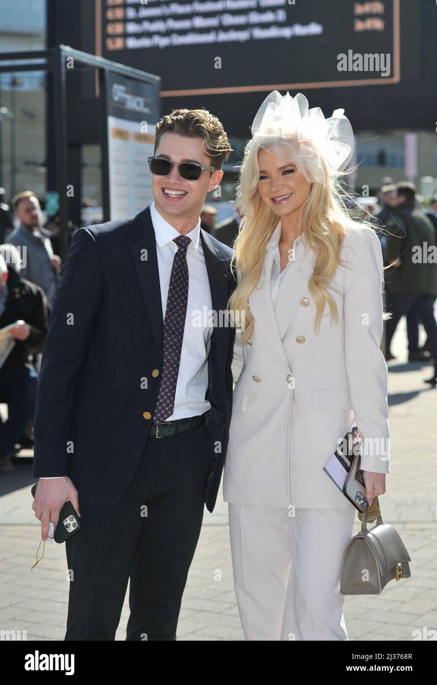 Abbie Quinnen and AJ Pritchard from Strictly Come Dancing   Day Four, Gold Cup Day at Cheltenham Racecourse Gold Cup Festival    Crowds    Pictures by Stock Photo