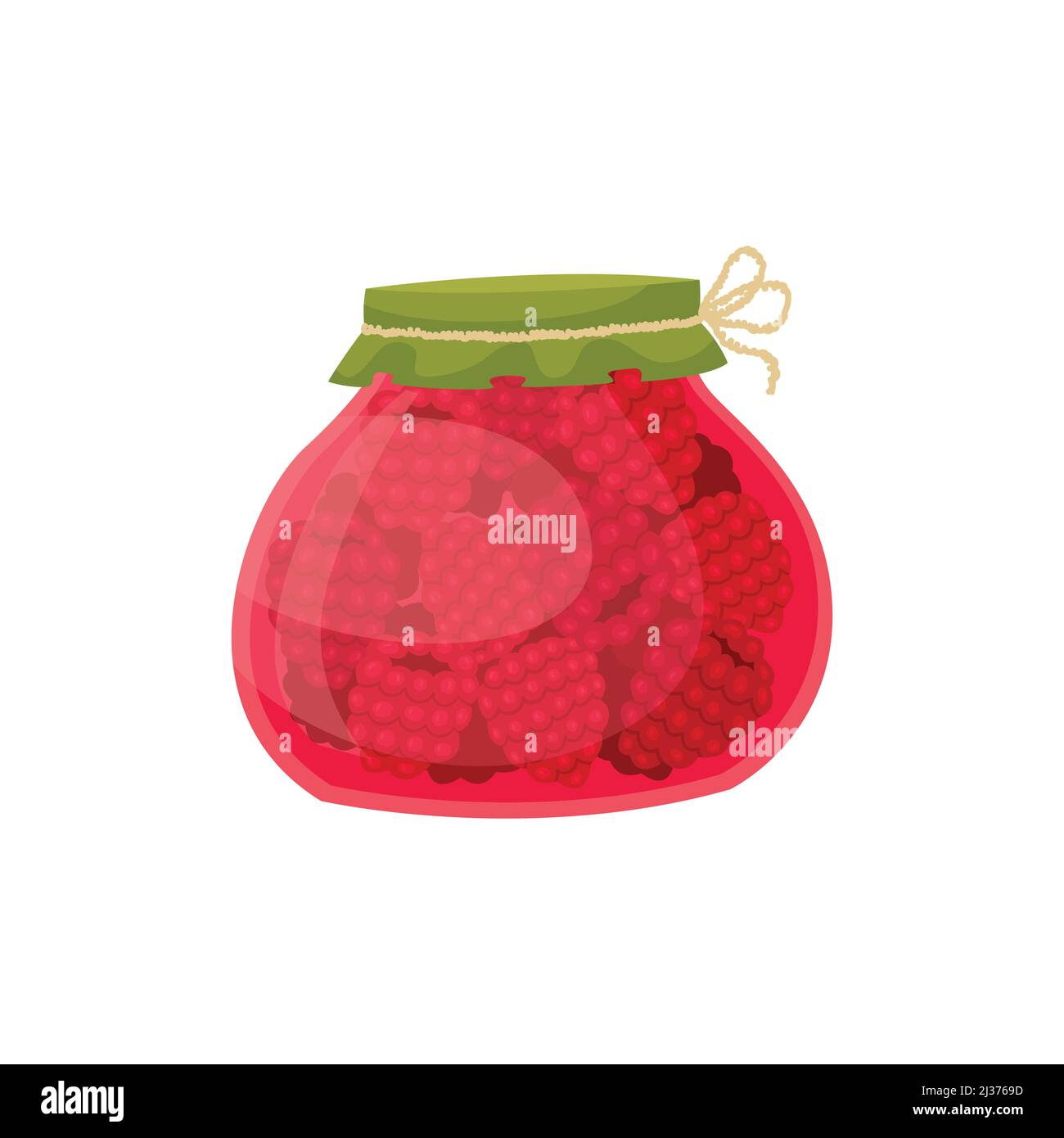 Vector illustration of a jar of raspberry jam. Preparations for the winter. Stock Vector