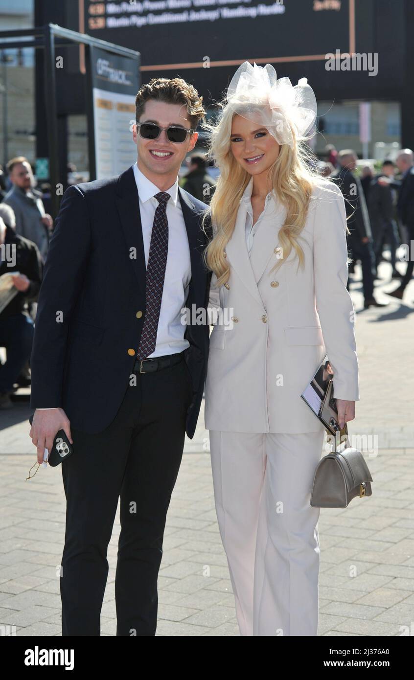 Abbie Quinnen and AJ Pritchard from Strictly Come Dancing   Day Four, Gold Cup Day at Cheltenham Racecourse Gold Cup Festival    Crowds    Pictures by Stock Photo