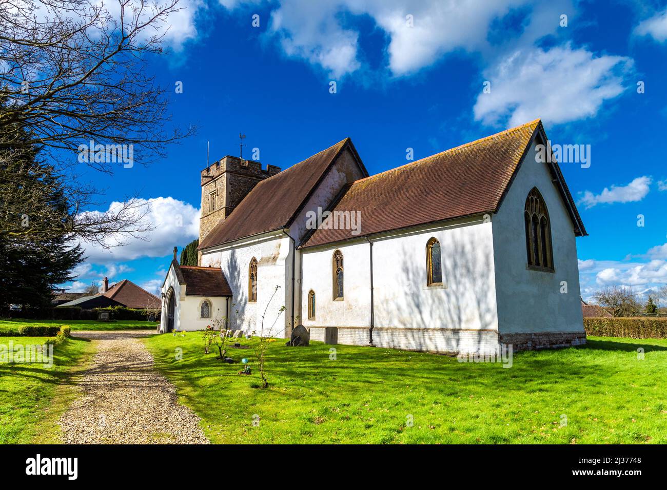 Exterior of 15th century with 19th century additions St Mary's Church in Little Wymondley, Hertfordshire, UK Stock Photo