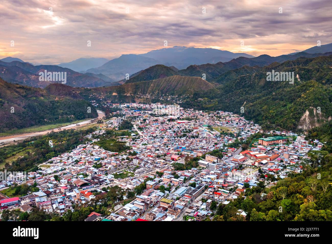 Aerial view of La Merced town in the Chanchamayo river valley in a  rainforest of Junin, Peru Stock Photo - Alamy