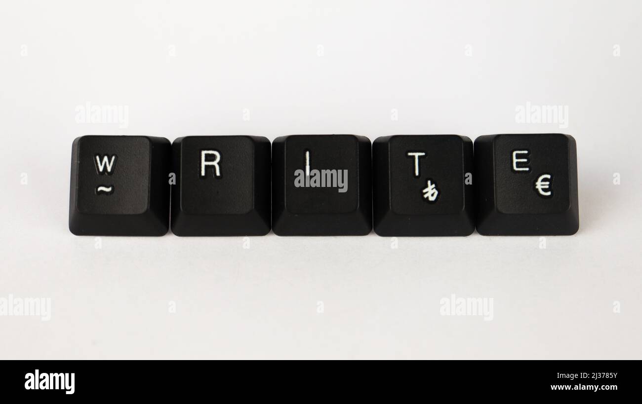 Write text created with keyboard keys isolated on white background