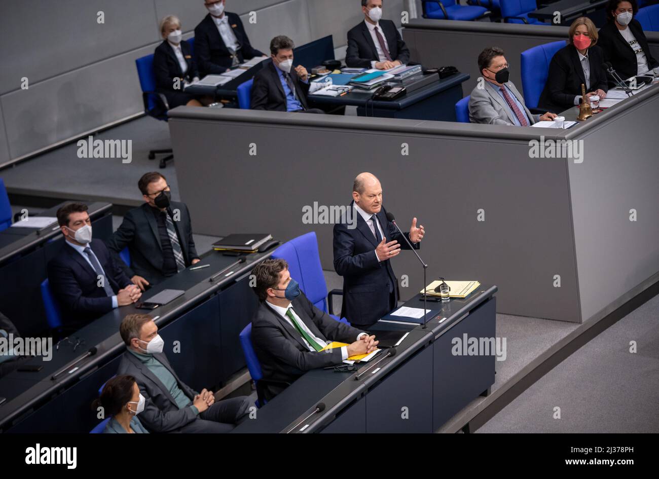 Berlin, Germany. 06th Apr, 2022. Chancellor Olaf Scholz (SPD) answers ...