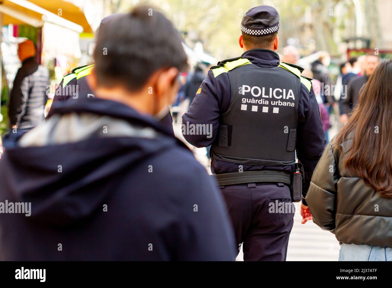 Selective Patrolling Barcelona, Spain - April 4, 2022: :Back urban guard police patrolling ...